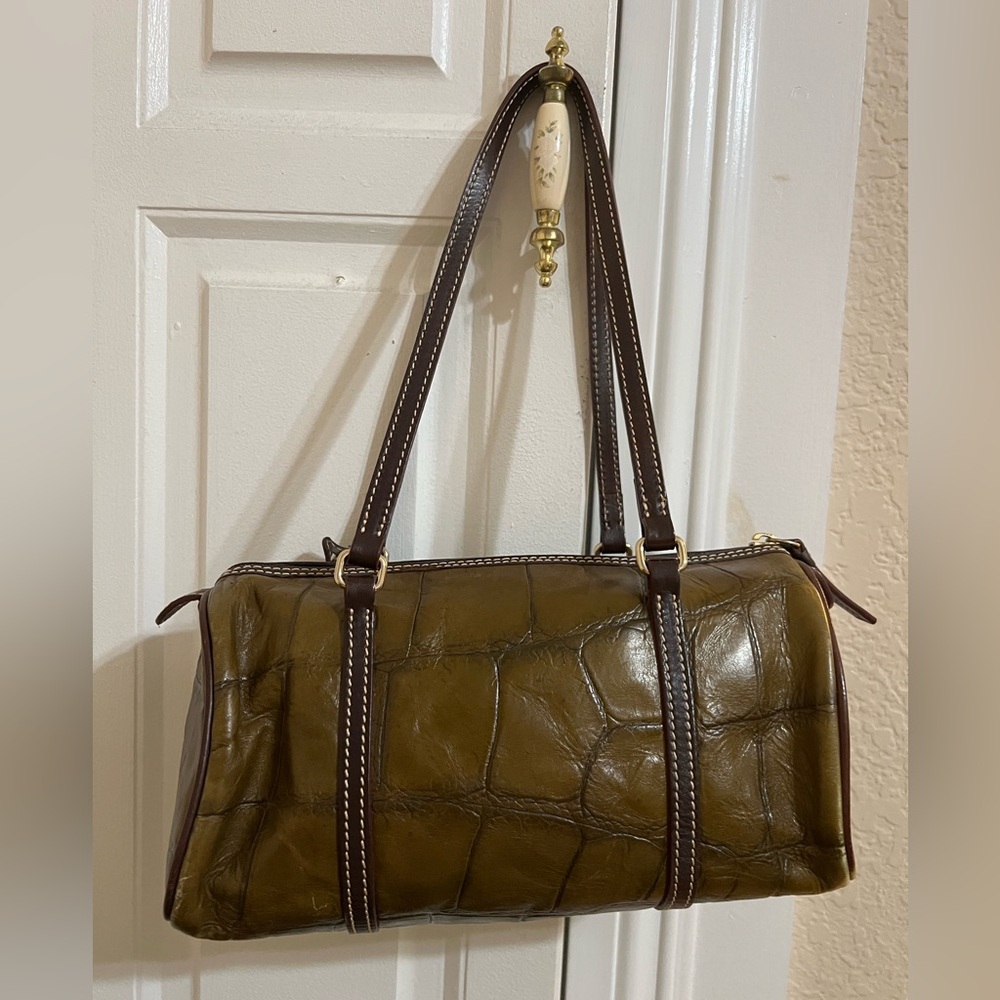 Vintage Douney and Bourke Olive Green croc Leather Handbag - Picture 2 of 9